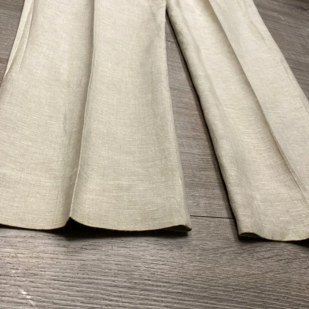 Cubavera Dress Pants Mens 36x30 Beige Linen Blend Pleated Tropical Summer Beach